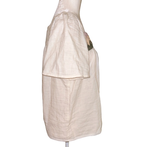 Madewell Patchwork Diamond Print Crinkle Gauze Peasant Top - M - Picture 7 of 16